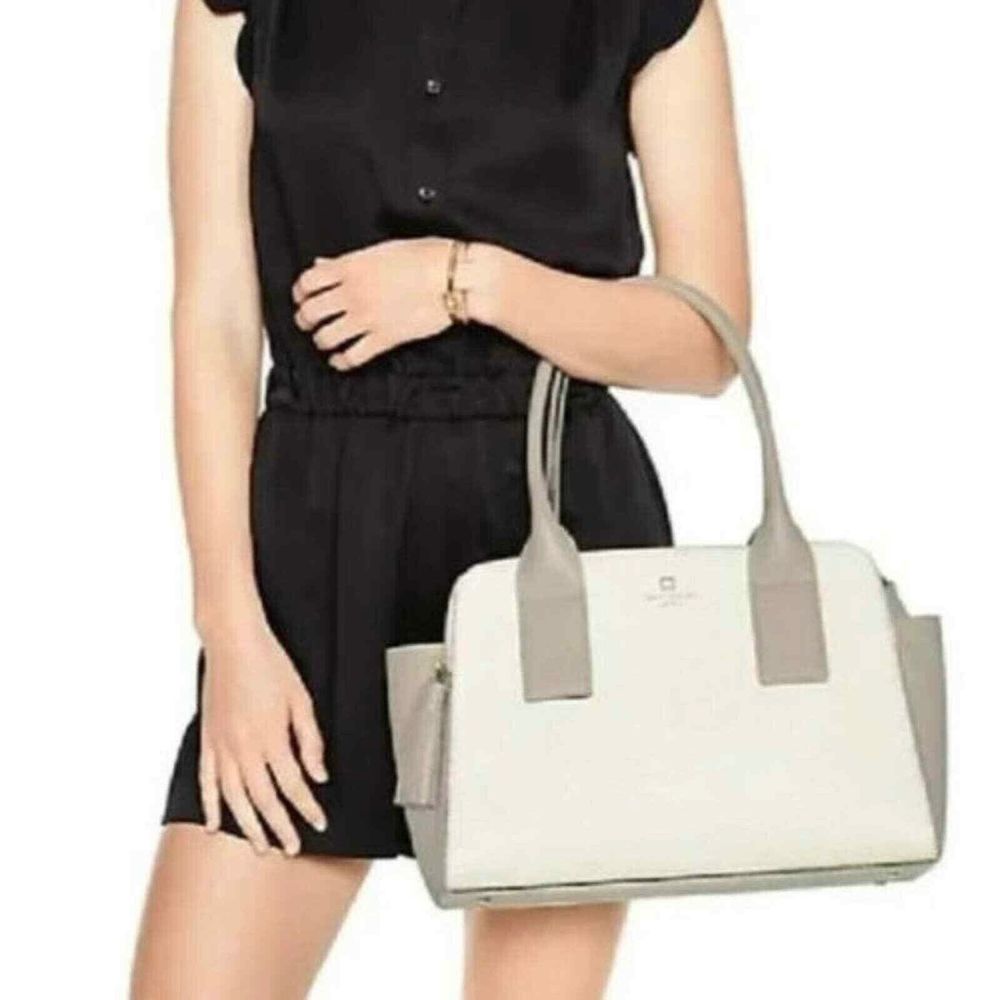 Kate Spade Southport Avenue Lydia Gray Leather Large Satchel Shoulder Bag Purse